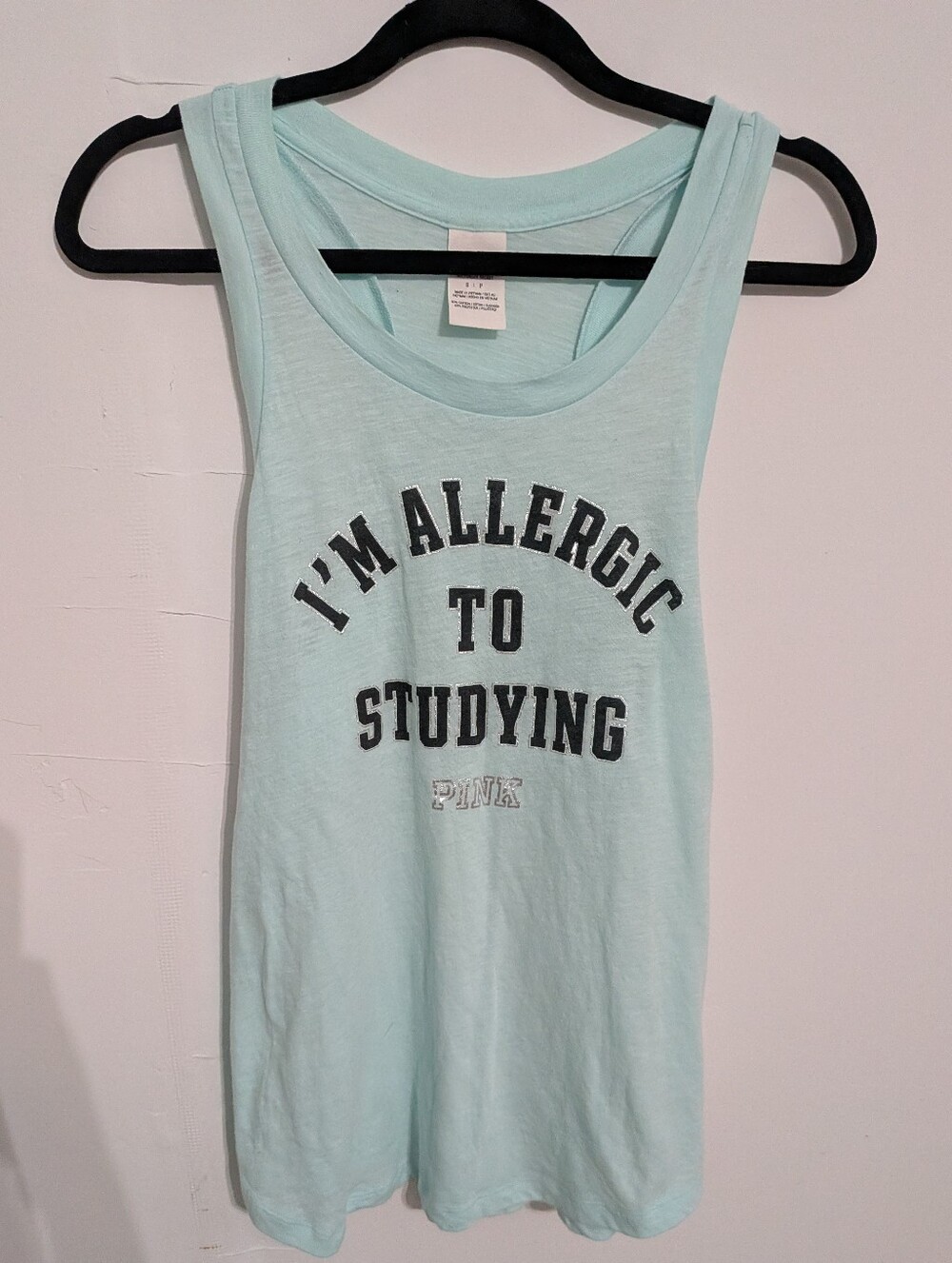 Victoria's Secret PINK Light Blue Graphic Tank Top